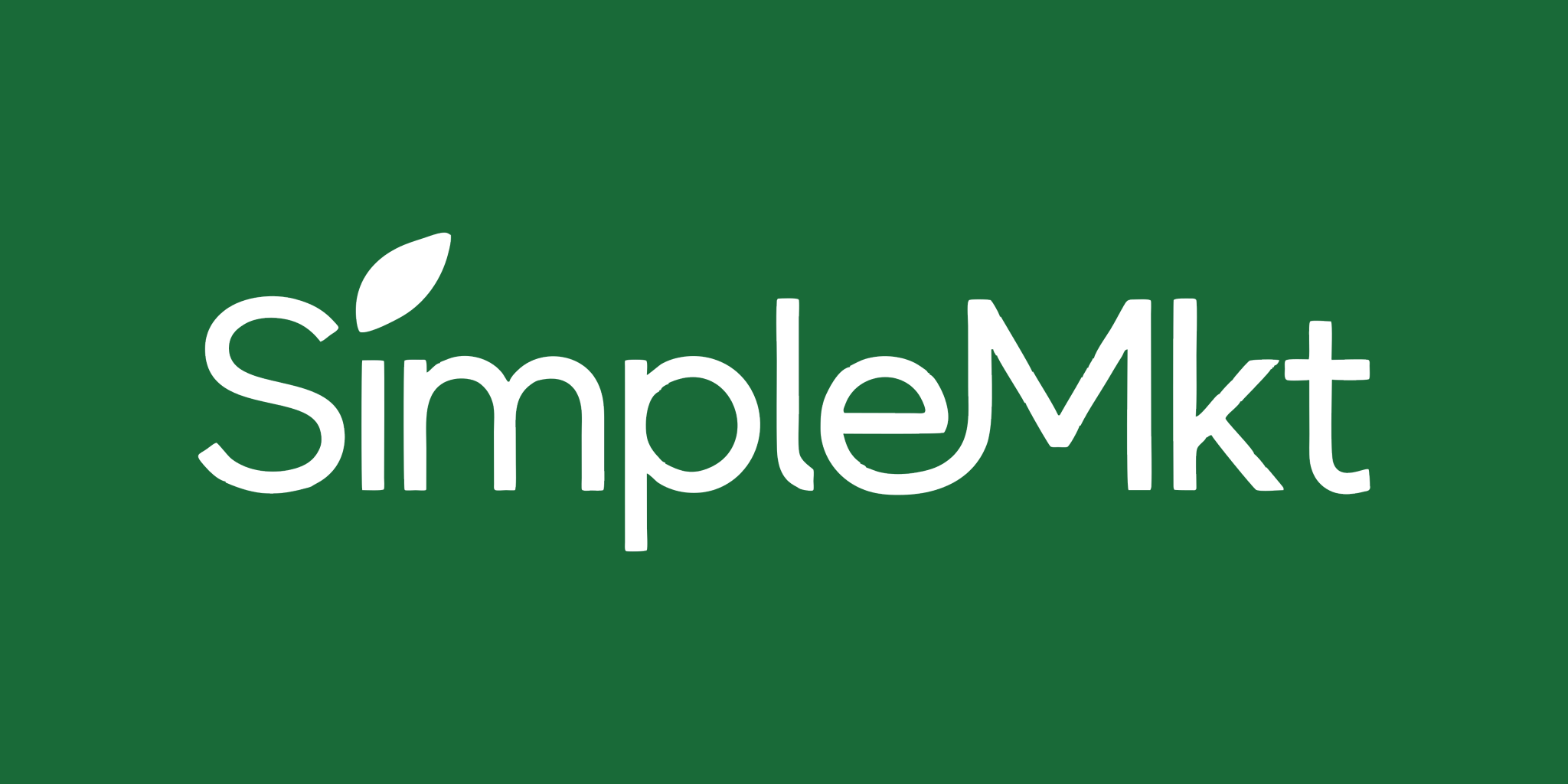 绿色底色上的白色 SimpleMkt 完整字标